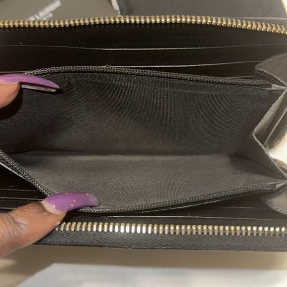 Saint Laurent Nailhead Studded Zip Around Black Leather Wallet - AS IS - Picture 8 of 9